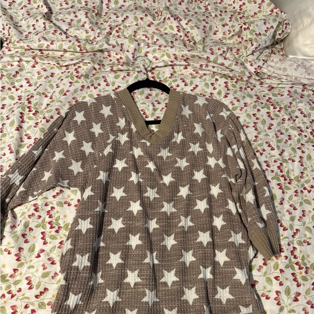 Star Patterned Kids Sweater - Brown and White